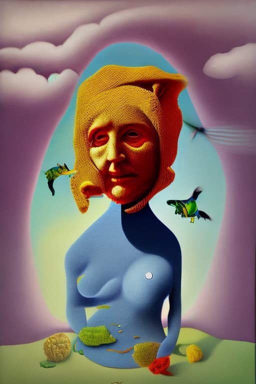 wa-vy style Surrealism mother and painting