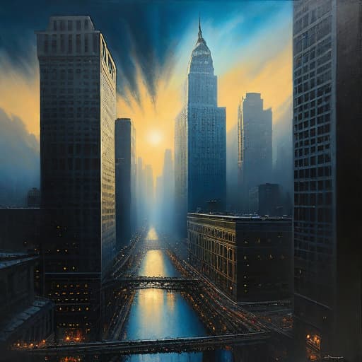  matte painting, visible bold bristle brushstroke texture, oil painting of a bustling cityscape at sunrise, painted on textured canvas, brushstrokes, unfinished artwork, charcoal sketch underneath visible, very detailed, rendered in octane, dense atmospheric, epic, dramatic, creepy, photorealistic, hyper ornate details, blue atmospheric haze, award winning, oil painting, canvas texture, glossy, shiny varnish, specular highlights, subsurface scattering, varnished look, by John Constable and J.M.W. Turner and Caspar David Friedrich