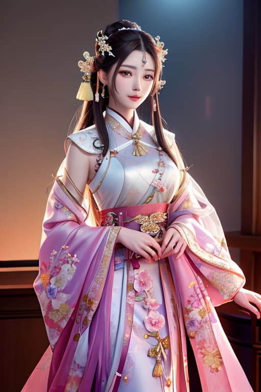  best quality, masterpiece, highres, 1girl,blush,(seductive smile:0.8),star shaped pupils,china hanfu,hair ornament,necklace, jewelry,Beautiful face,upon body, tyndall effect,photorealistic, dark studio, rim lighting, two tone lighting,(high detailed skin:1.2), 8k uhd, dslr, soft lighting, high quality, volumetric lighting, candid, Photograph, high resolution, 4k, 8k, Bokeh hyperrealistic, full body, detailed clothing, highly detailed, cinematic lighting, stunningly beautiful, intricate, sharp focus, f/1. 8, 85mm, (centered image composition), (professionally color graded), ((bright soft diffused light)), volumetric fog, trending on instagram, trending on tumblr, HDR 4K, 8K