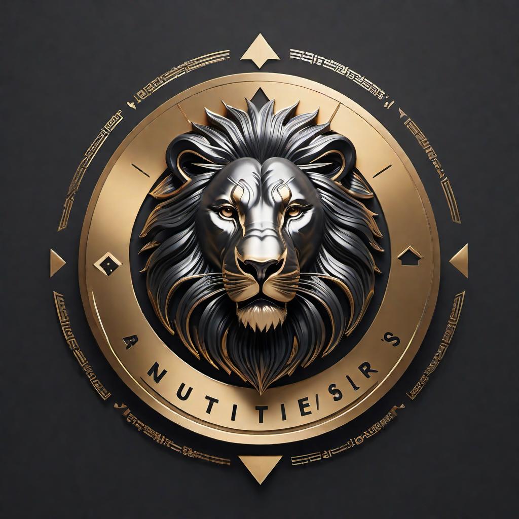  Create a sleek and modern logo featuring the words 'Hustlers Motivation' arranged in a circle around a fierce-looking lion. Ensure no additional characters are placed above the lion's head. The design should convey growth, success, and motivation, suitable for social media profiles like TikTok, Instagram, and YouTube, targeting hustlers and those interested in financial success. The color palette should be dark and bold, with colors like gold, black, and silver. Include symbols of ambition and achievement such as upward arrows or currency. Use a futuristic font that resonates with a youthful, entrepreneurial audience. hyperrealistic, full body, detailed clothing, highly detailed, cinematic lighting, stunningly beautiful, intricate, sharp focus, f/1. 8, 85mm, (centered image composition), (professionally color graded), ((bright soft diffused light)), volumetric fog, trending on instagram, trending on tumblr, HDR 4K, 8K