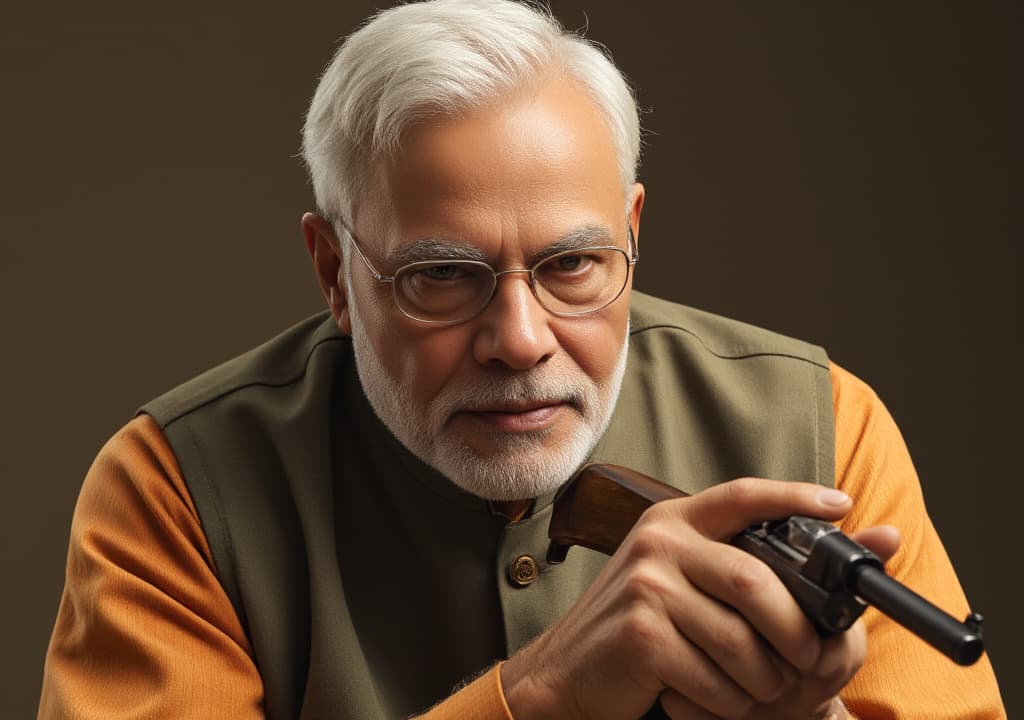  good quality, high quality, narendra modi with gun