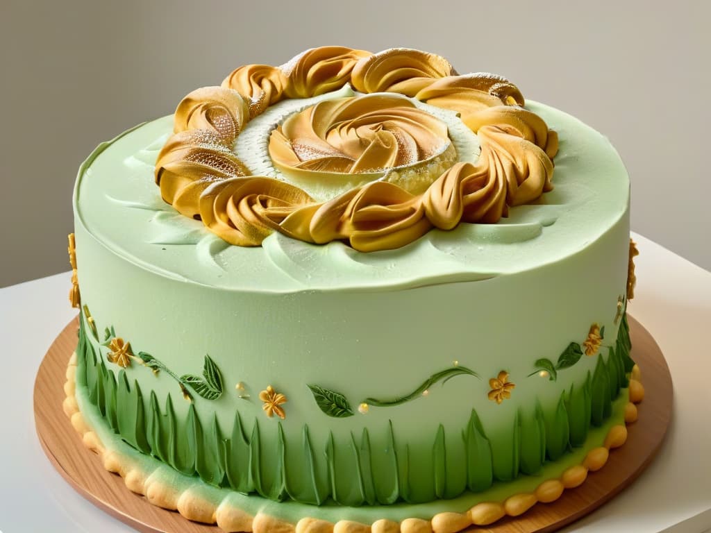  An intricately detailed closeup of a baroquestyle sugar sculpture, showcasing delicate swirls, elaborate patterns, and ornate designs typical of the 17thcentury artistic influences on pastry decoration. The sculpture is set against a plain, neutral background to emphasize its complexity and craftsmanship, inviting the viewer to appreciate the artistry and skill involved in baroque pastry techniques. hyperrealistic, full body, detailed clothing, highly detailed, cinematic lighting, stunningly beautiful, intricate, sharp focus, f/1. 8, 85mm, (centered image composition), (professionally color graded), ((bright soft diffused light)), volumetric fog, trending on instagram, trending on tumblr, HDR 4K, 8K