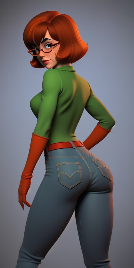  Velma from Scooby Doo 1969, back, raised her pants