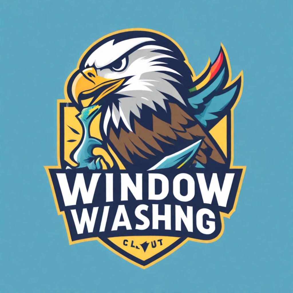  logo for window washing company with eagle and sponge