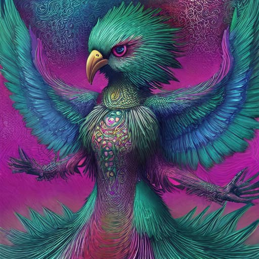  Fantasy Bird Psychedelic Style