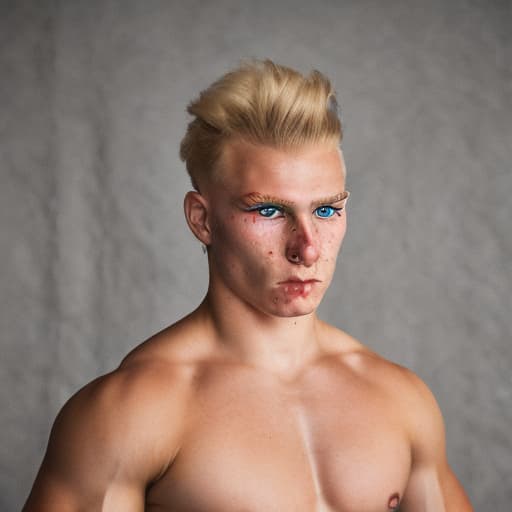 portrait+ style russian queer wrestler blonde very cute dude face