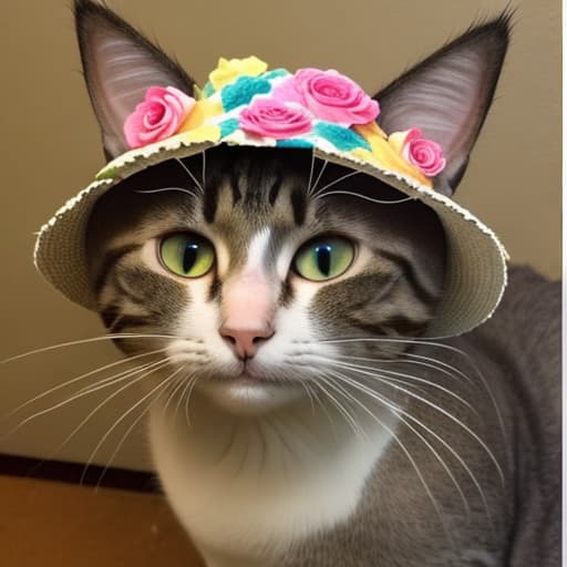  A cat with flower hat