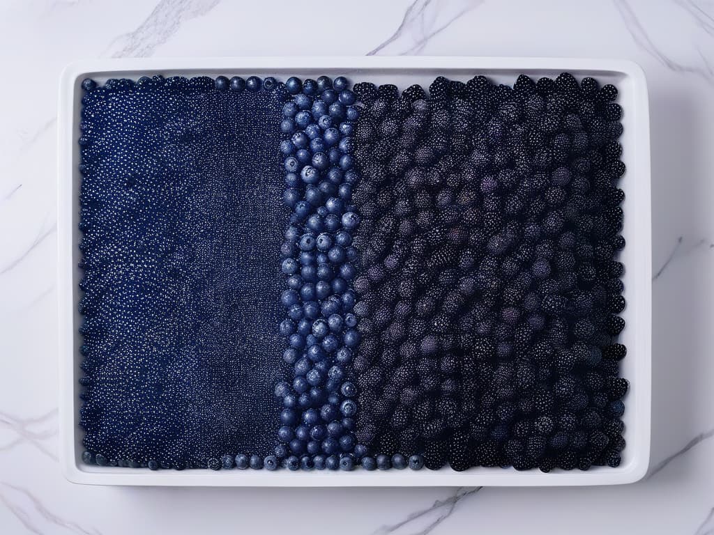  A closeup, ultradetailed image of vibrant red raspberries and deep purple blueberries arranged in a perfectly symmetrical pattern on a sleek, white marble countertop. The glossy fruits glisten under a soft, natural light, highlighting their rich colors and fresh, dewy texture. The contrast between the vivid hues of the berries and the clean, minimalist backdrop creates a visually striking and appetizing composition, ideal for conveying the concept of natural food coloring in a professional and inspiring manner. hyperrealistic, full body, detailed clothing, highly detailed, cinematic lighting, stunningly beautiful, intricate, sharp focus, f/1. 8, 85mm, (centered image composition), (professionally color graded), ((bright soft diffused light)), volumetric fog, trending on instagram, trending on tumblr, HDR 4K, 8K