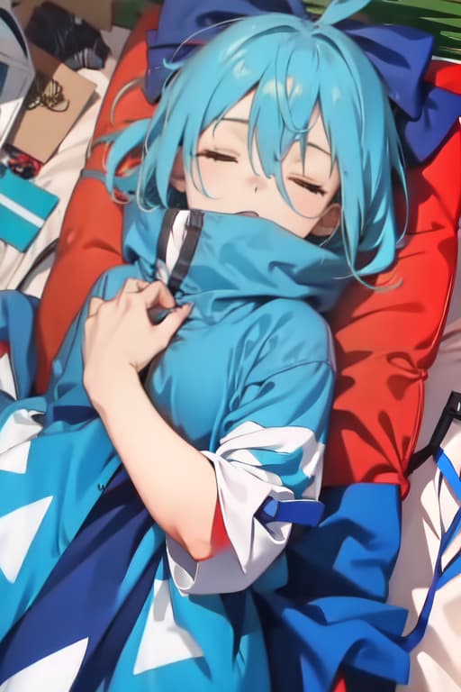  Cirno in a sleeping bag