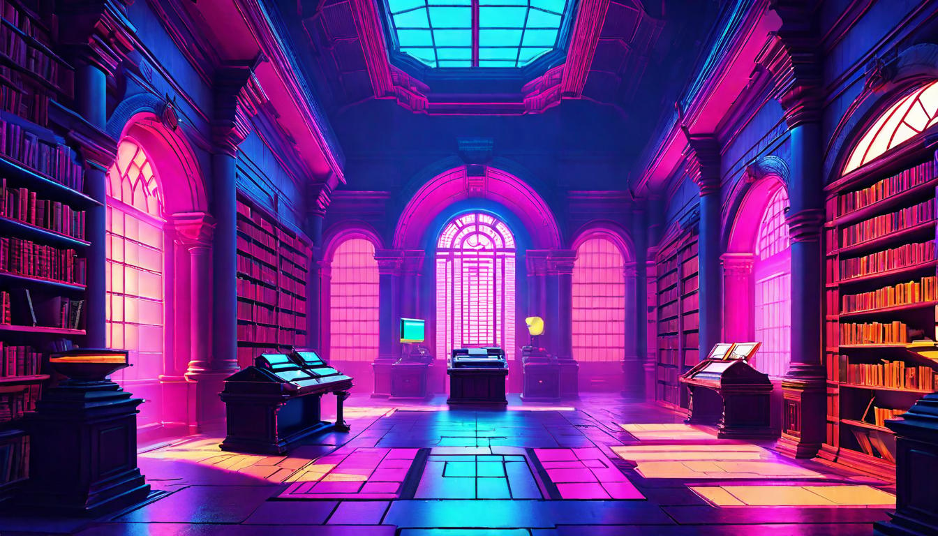  vaporwave,cyberpunk game style A hidden alcove within an ancient library, filled with dusty tomes, a secret retreat, whispers of solitude among the echoes of timeeon, dystopian, futuristic, digital, vibrant, detailed, high contrast, reminiscent of cyberpunk genre video games,retro aesthetic, cyberpunk, vibrant, neon colors, vintage 80s and 90s style, highly detailed