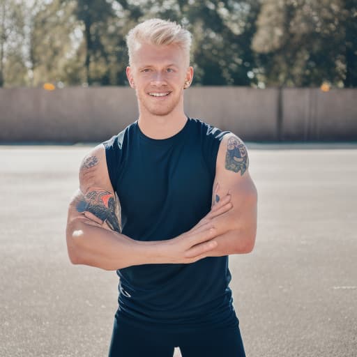 portrait+ style czech queer fitness coach very cute blonde dude face