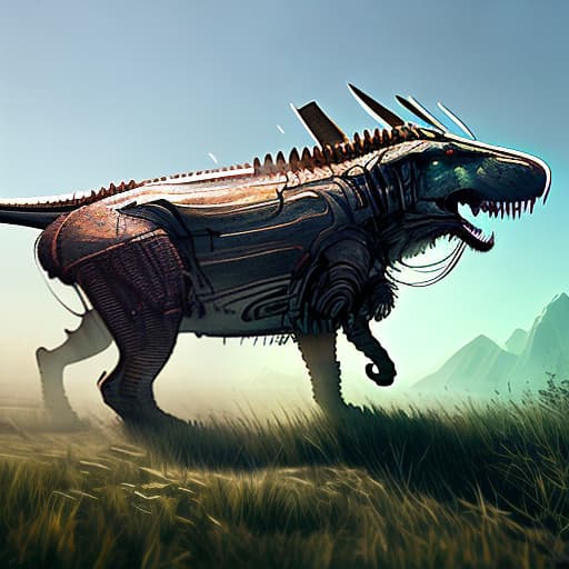 dublex style dinosaurios hyperrealistic, full body, detailed clothing, highly detailed, cinematic lighting, stunningly beautiful, intricate, sharp focus, f/1. 8, 85mm, (centered image composition), (professionally color graded), ((bright soft diffused light)), volumetric fog, trending on instagram, trending on tumblr, HDR 4K, 8K