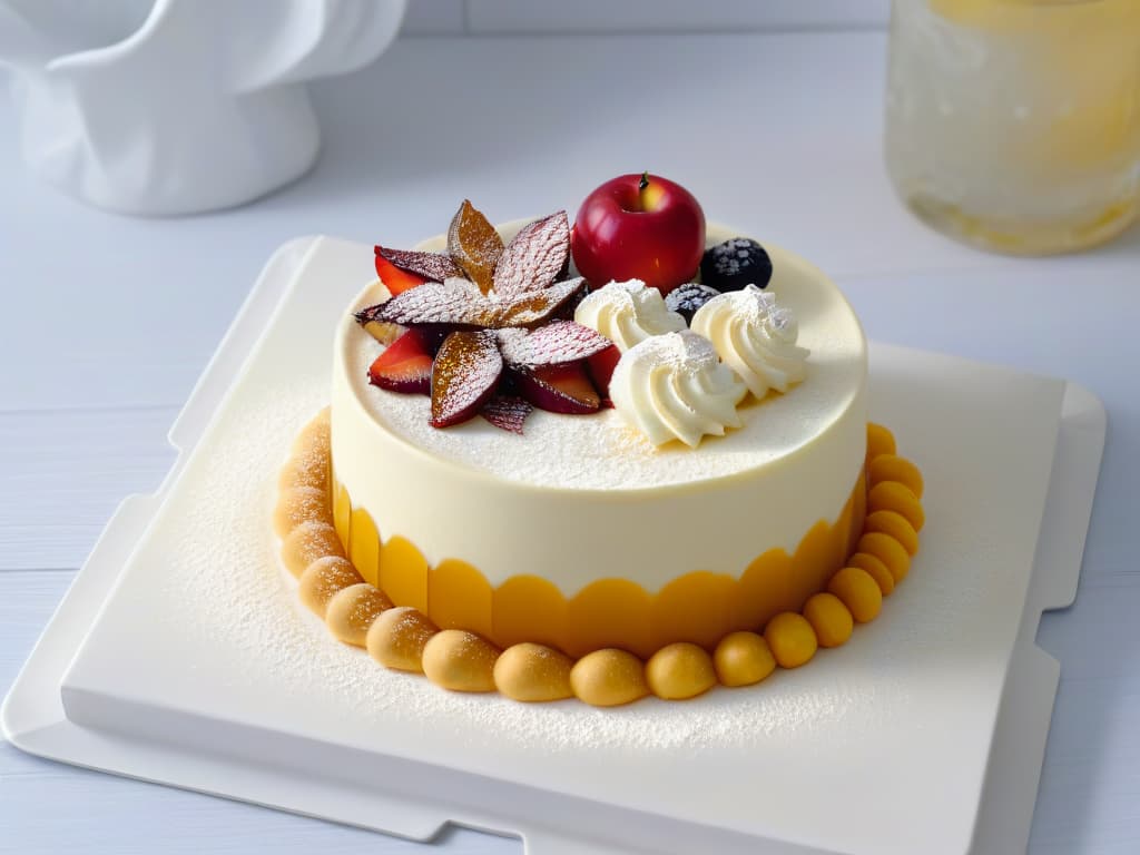  A closeup, ultradetailed image of a modern dessert plate showcasing a beautifully intricate twist on a classic dessert like a deconstructed tiramisu or a visually stunning reinterpretation of a traditional apple pie. The dessert is elegantly presented on a sleek, minimalist plate, with each component carefully placed to create a visually striking and appetizing composition. The focus is on the exquisite details of the dessert, highlighting the blend of classic flavors with a contemporary presentation that embodies the essence of the article's theme of revitalizing classic pastries in modern festival settings. hyperrealistic, full body, detailed clothing, highly detailed, cinematic lighting, stunningly beautiful, intricate, sharp focus, f/1. 8, 85mm, (centered image composition), (professionally color graded), ((bright soft diffused light)), volumetric fog, trending on instagram, trending on tumblr, HDR 4K, 8K