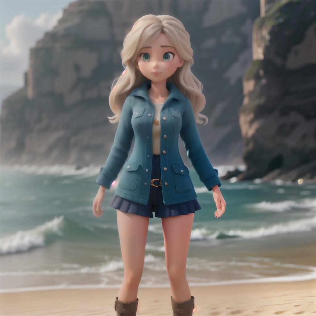  Girl on the beach hyperrealistic, full body, detailed clothing, highly detailed, cinematic lighting, stunningly beautiful, intricate, sharp focus, f/1. 8, 85mm, (centered image composition), (professionally color graded), ((bright soft diffused light)), volumetric fog, trending on instagram, trending on tumblr, HDR 4K, 8K