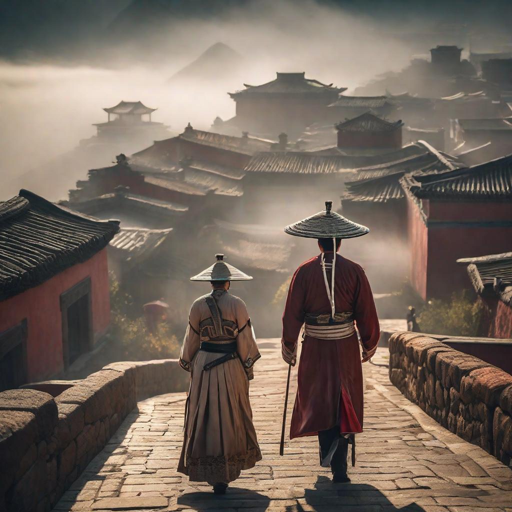  Pueblo antigua china hyperrealistic, full body, detailed clothing, highly detailed, cinematic lighting, stunningly beautiful, intricate, sharp focus, f/1. 8, 85mm, (centered image composition), (professionally color graded), ((bright soft diffused light)), volumetric fog, trending on instagram, trending on tumblr, HDR 4K, 8K