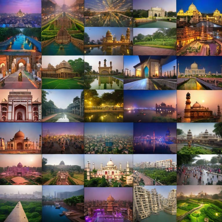  Indian major cities in 3x3 grid if British hasn't invaded India. How will they look in 2050? hyperrealistic, full body, detailed clothing, highly detailed, cinematic lighting, stunningly beautiful, intricate, sharp focus, f\/1. 8, 85mm, (centered image composition), (professionally color graded), ((bright soft diffused light)), volumetric fog, trending on instagram, trending on tumblr, HDR 4K, 8K