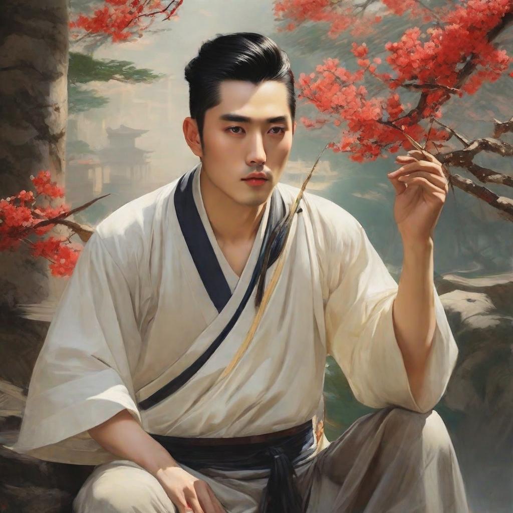  masterpiece, best quality,Draw Xiong Ruixiang is a handsome man