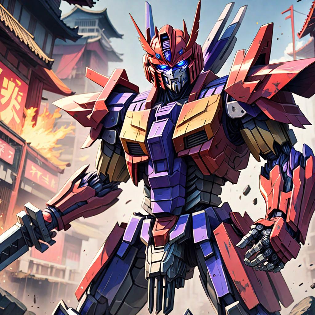  anime style artwork, (masterpiece:1.1), (highest quality:1.1), samurai transformer, anime style, key visual, vibrant, studio anime, highly detailed