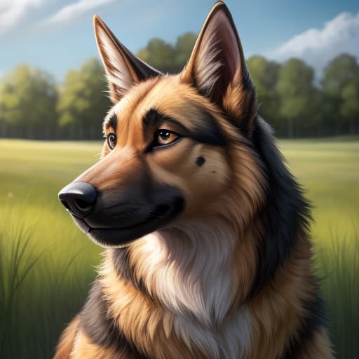  Feral German shepherd. Erection. By virtyalfobo., open eyes, digital art, masterpiece, 4k, fine details,