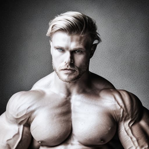 portrait+ style Russian queer IFBB blonde hunk dude face