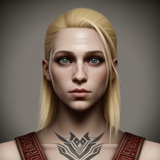  Symmetry!! portrait of a blonde haired woman in the style of god of war