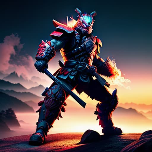  samurai hyperrealistic, full body, detailed clothing, highly detailed, cinematic lighting, stunningly beautiful, intricate, sharp focus, f/1. 8, 85mm, (centered image composition), (professionally color graded), ((bright soft diffused light)), volumetric fog, trending on instagram, trending on tumblr, HDR 4K, 8K