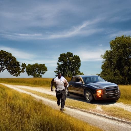  Black people running away from a pickup where a dead person has risen hyperrealistic, full body, detailed clothing, highly detailed, cinematic lighting, stunningly beautiful, intricate, sharp focus, f/1. 8, 85mm, (centered image composition), (professionally color graded), ((bright soft diffused light)), volumetric fog, trending on instagram, trending on tumblr, HDR 4K, 8K