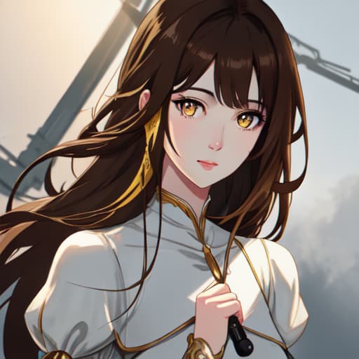  a girl manhua character with brown hair and bright yelow eyes with white skin wearing noble dress hyperrealistic, full body, detailed clothing, highly detailed, cinematic lighting, stunningly beautiful, intricate, sharp focus, f/1. 8, 85mm, (centered image composition), (professionally color graded), ((bright soft diffused light)), volumetric fog, trending on instagram, trending on tumblr, HDR 4K, 8K