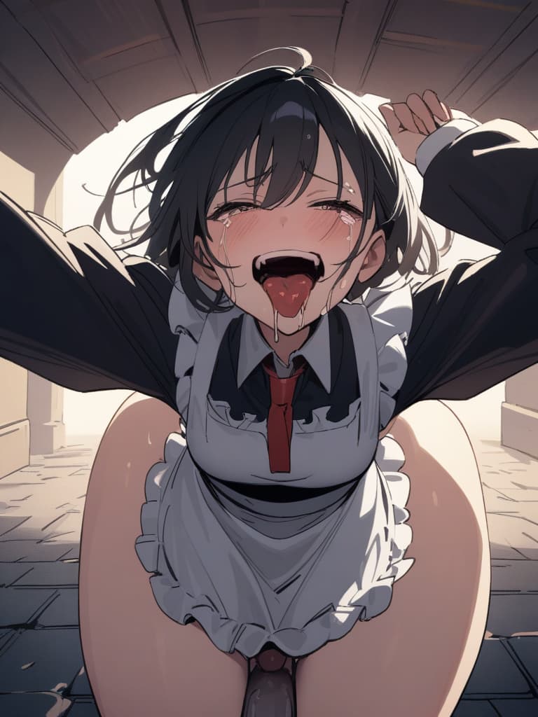  Gles, black hair, id, maid, sunset, facial shot, inserted into , , big s, crying, inserted into the anal and mouth at the same time, the , and the clothes are removed. s, ecstatic expressions, mentally destroyed tongue from the mouth, drooling, mentally destroyed, s, s, and eyes, laughing, tattered maid clothes, full of scratches. Torture, dark prison, dark cobblestone rooms, masterpiece, best quality,8k,ultra detailed,high resolution,an extremely delicate and beautiful,hyper detail