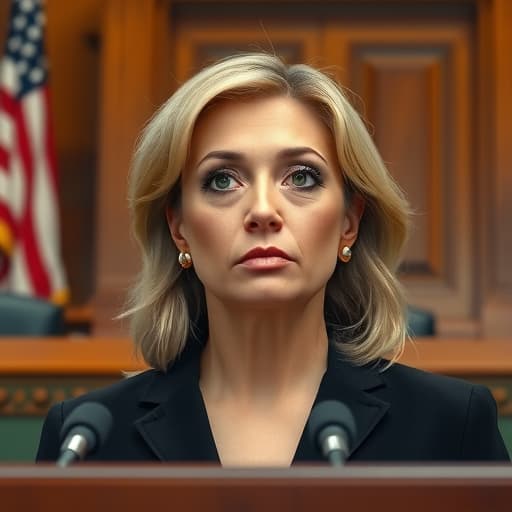  the face of a scared middle aged blond woman who stands at a podium defending herself in court in the style of tatsuro kiuchi, minimalism, simple v 6.1 s 750 hyperrealistic, full body, detailed clothing, highly detailed, cinematic lighting, stunningly beautiful, intricate, sharp focus, f/1. 8, 85mm, (centered image composition), (professionally color graded), ((bright soft diffused light)), volumetric fog, trending on instagram, trending on tumblr, HDR 4K, 8K