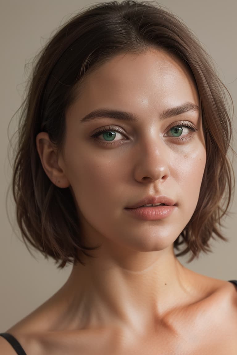  photo of a German woman with dark brown hair and green eyes,,,, masterpiece, best quality, (photorealistic:1.4), perfect lighting, (photorealism:1.4), beautiful, best quality, aesthetic, high quality, best quality, 4k,, perfect lighting, masterpiece, symmetric eyes