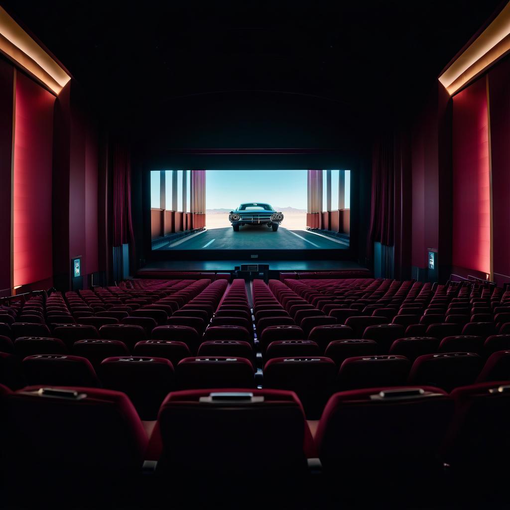  cinematic photo A view from the center of the hall, a movie screen, guns on the movie screen, a view from the last row of the cinema, an empty cinema hall . 35mm photograph, film, bokeh, professional, 4k, highly detailed hyperrealistic, full body, detailed clothing, highly detailed, cinematic lighting, stunningly beautiful, intricate, sharp focus, f/1. 8, 85mm, (centered image composition), (professionally color graded), ((bright soft diffused light)), volumetric fog, trending on instagram, trending on tumblr, HDR 4K, 8K