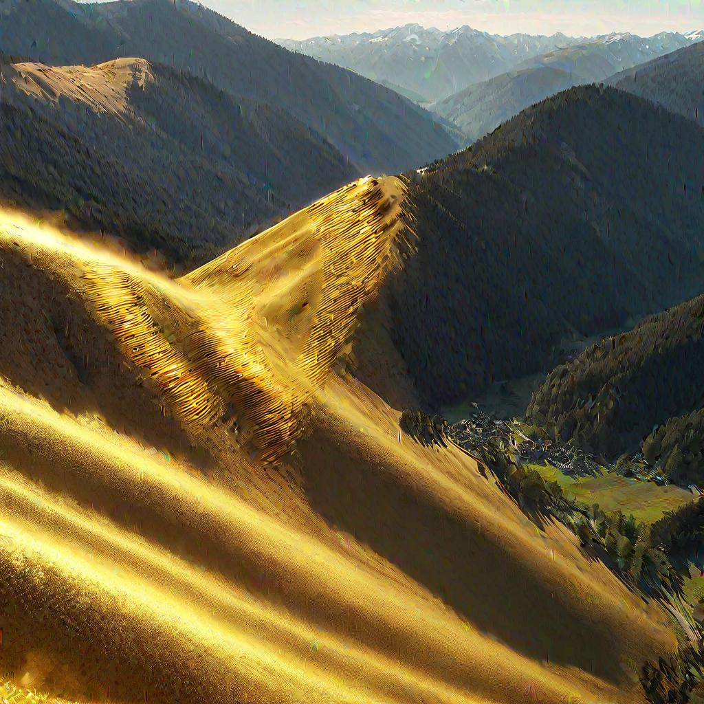  ein goldenes w in den bergen, (4k, best quality, masterpiece:1.2), sharp focus, ultrahigh res, highly detailed