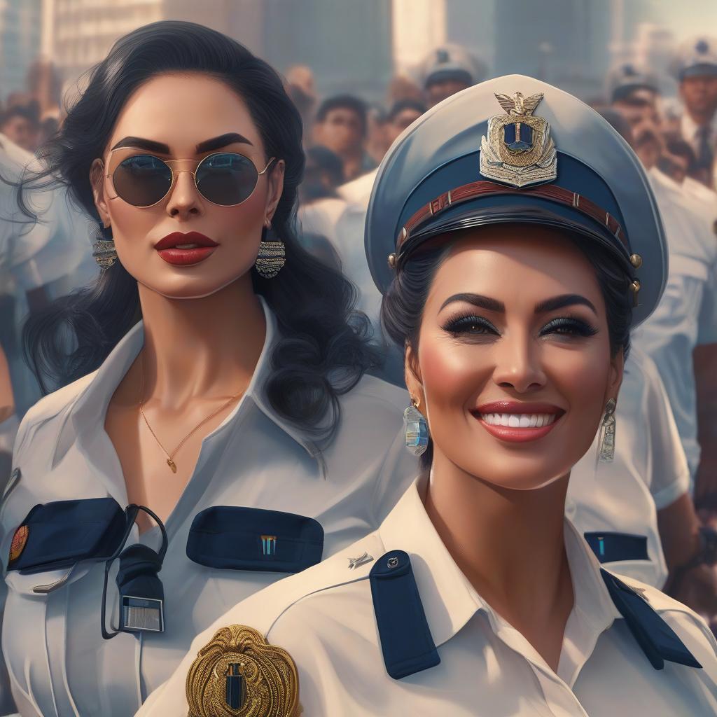  Cover for a movie about two female police officers of full size. hyperrealistic, full body, detailed clothing, highly detailed, cinematic lighting, stunningly beautiful, intricate, sharp focus, f/1. 8, 85mm, (centered image composition), (professionally color graded), ((bright soft diffused light)), volumetric fog, trending on instagram, trending on tumblr, HDR 4K, 8K