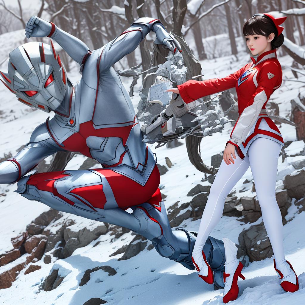  masterpiece, best quality, draw a pair of Ultraman meets Snow White