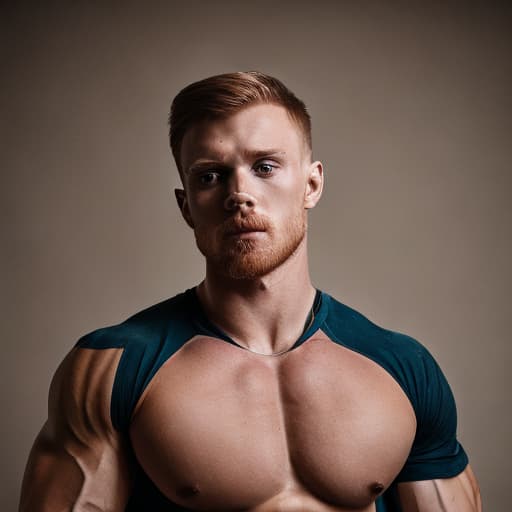 portrait+ style Russian queer fitness model Ginger hunk dude face