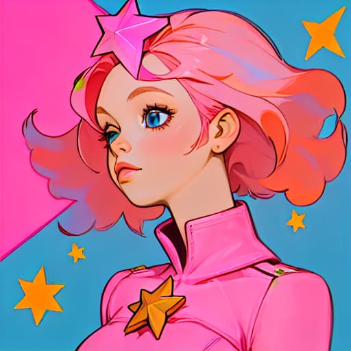  Woman with pink hair and a star on her head