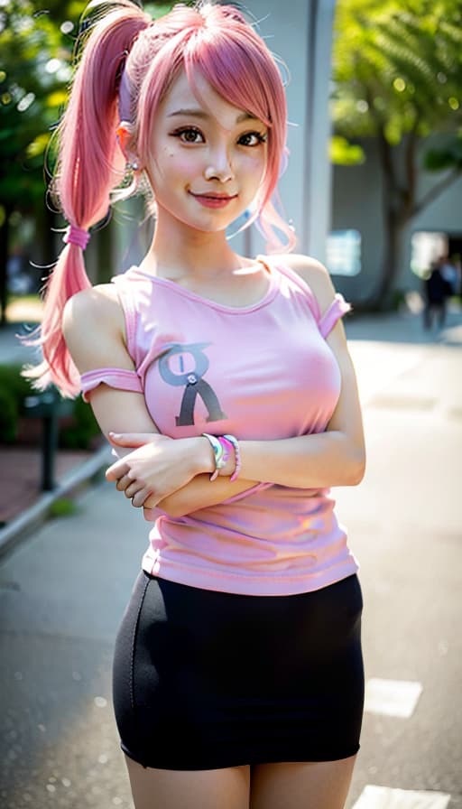  Pink hair, cute, smile, beautiful girl, twin tail, (Masterpiece, BestQuality:1.3), (ultra detailed:1.2), (hyperrealistic:1.3), (RAW photo:1.2),High detail RAW color photo, professional photograph, (Photorealistic:1.4), (realistic:1.4), ,professional lighting, (japanese), beautiful face, (realistic face)