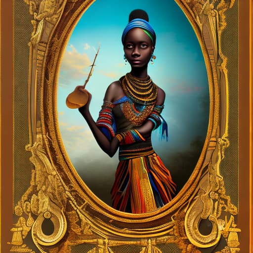 mdjrny-v4 style an African woman traveling with her nine year 