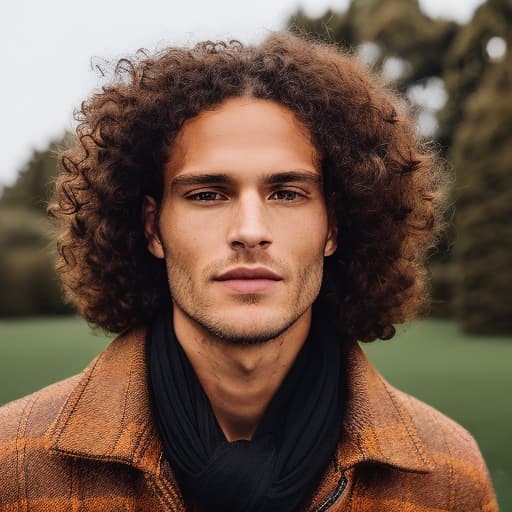 portrait+ style Face portrait. A young man with crimson eyes, long black hair and light skin. Wearing a black coat with a brown scarf.