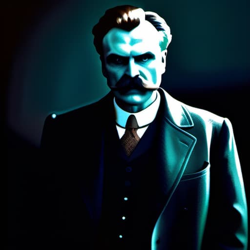  Frederich Nietzsche as a psychoanalyst. hyperrealistic, full body, detailed clothing, highly detailed, cinematic lighting, stunningly beautiful, intricate, sharp focus, f/1. 8, 85mm, (centered image composition), (professionally color graded), ((bright soft diffused light)), volumetric fog, trending on instagram, trending on tumblr, HDR 4K, 8K