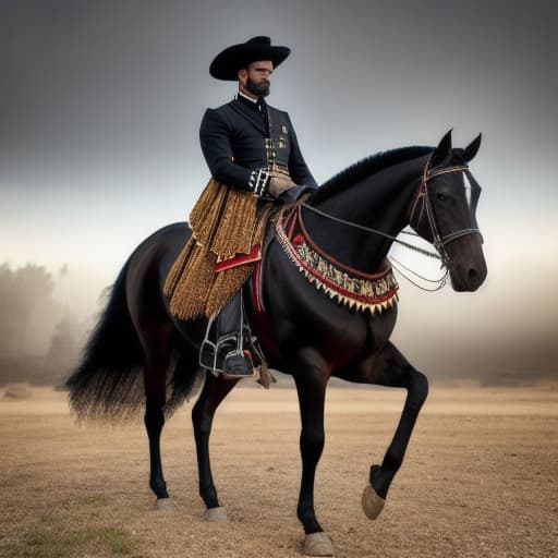  dibuja al charro negro en llamás hyperrealistic, full body, detailed clothing, highly detailed, cinematic lighting, stunningly beautiful, intricate, sharp focus, f/1. 8, 85mm, (centered image composition), (professionally color graded), ((bright soft diffused light)), volumetric fog, trending on instagram, trending on tumblr, HDR 4K, 8K