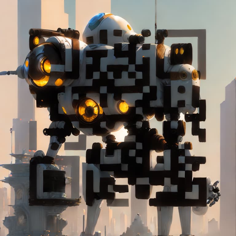 A robot in a fantasy rich city