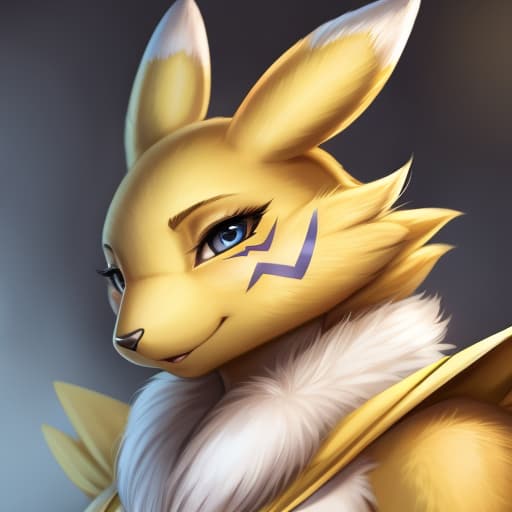  renamon, open eyes, digital art, masterpiece, 4k, fine details,