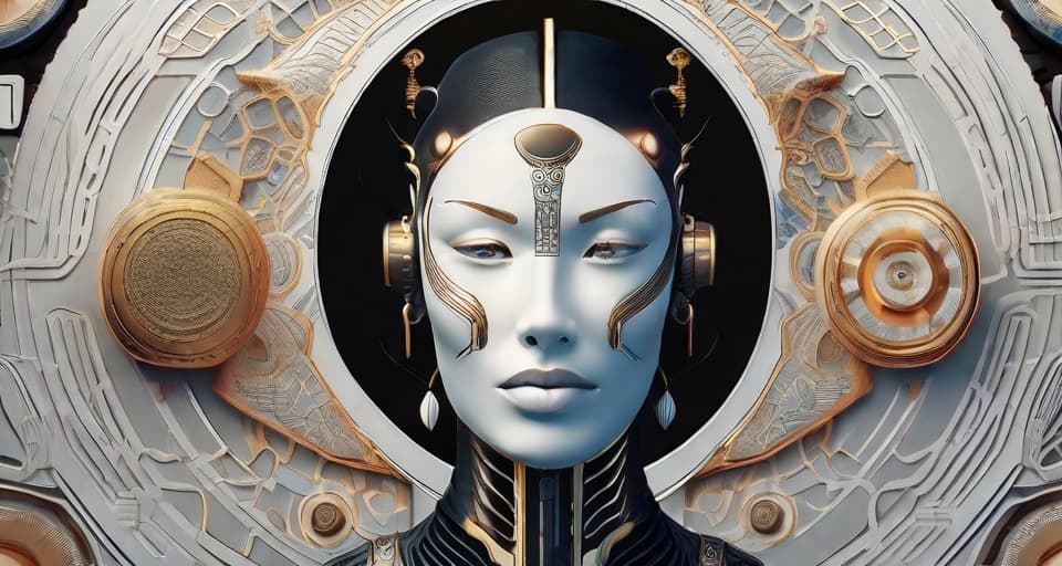  fantasy art, what would this title look like: The Top 5 AI Breakthroughs of 2024 Highlight the most significant AI advancements of the year, from natural language processing to computer vision and deep learning, beautiful uplifting image