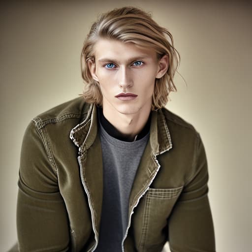 portrait+ style russian queer supermodel blonde hunk dude face