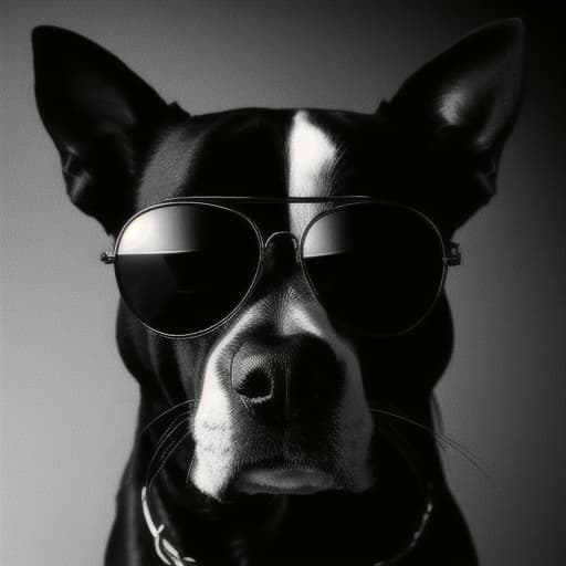  a dog with sunglasses hyperrealistic, full body, detailed clothing, highly detailed, cinematic lighting, stunningly beautiful, intricate, sharp focus, f/1. 8, 85mm, (centered image composition), (professionally color graded), ((bright soft diffused light)), volumetric fog, trending on instagram, trending on tumblr, HDR 4K, 8K