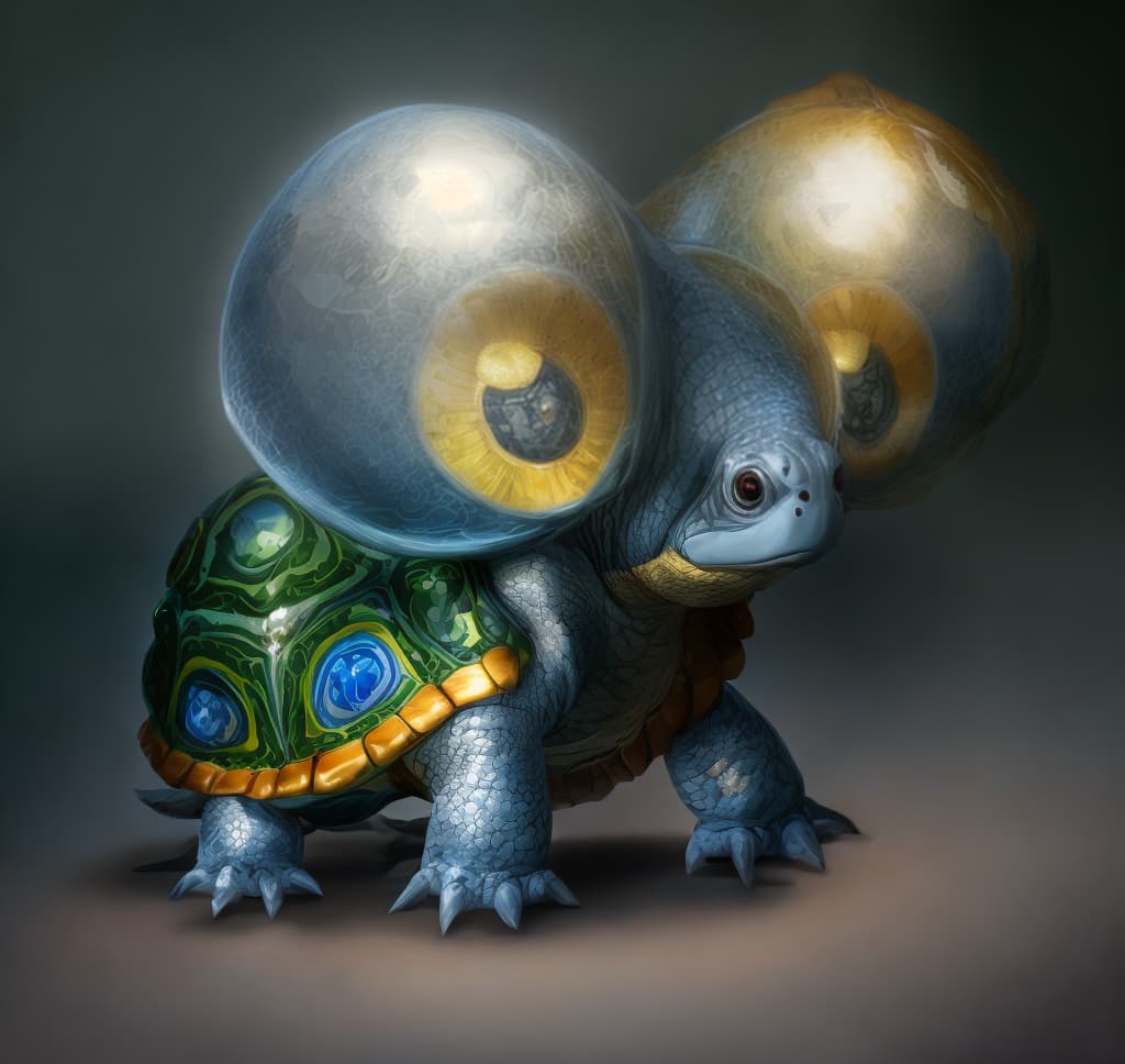  turtle in fantasy world (best quality, masterpiece:1.2), ultrahigh res, highly detailed, sharp focus