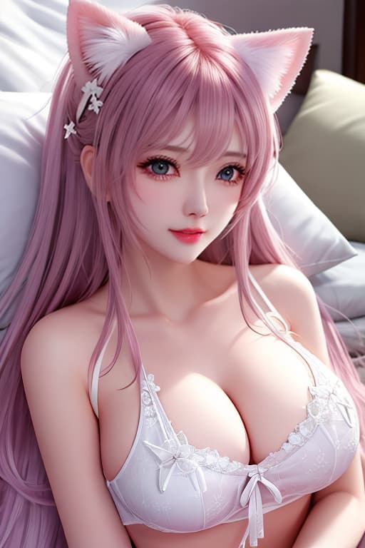  Cute, , one woman, body, , s, milk, uterus, , bed, lying down, cat ears, blushing, , face, cute face, beautiful face, perfect hands hyperrealistic, full body, detailed clothing, highly detailed, cinematic lighting, stunningly beautiful, intricate, sharp focus, f/1. 8, 85mm, (centered image composition), (professionally color graded), ((bright soft diffused light)), volumetric fog, trending on instagram, trending on tumblr, HDR 4K, 8K