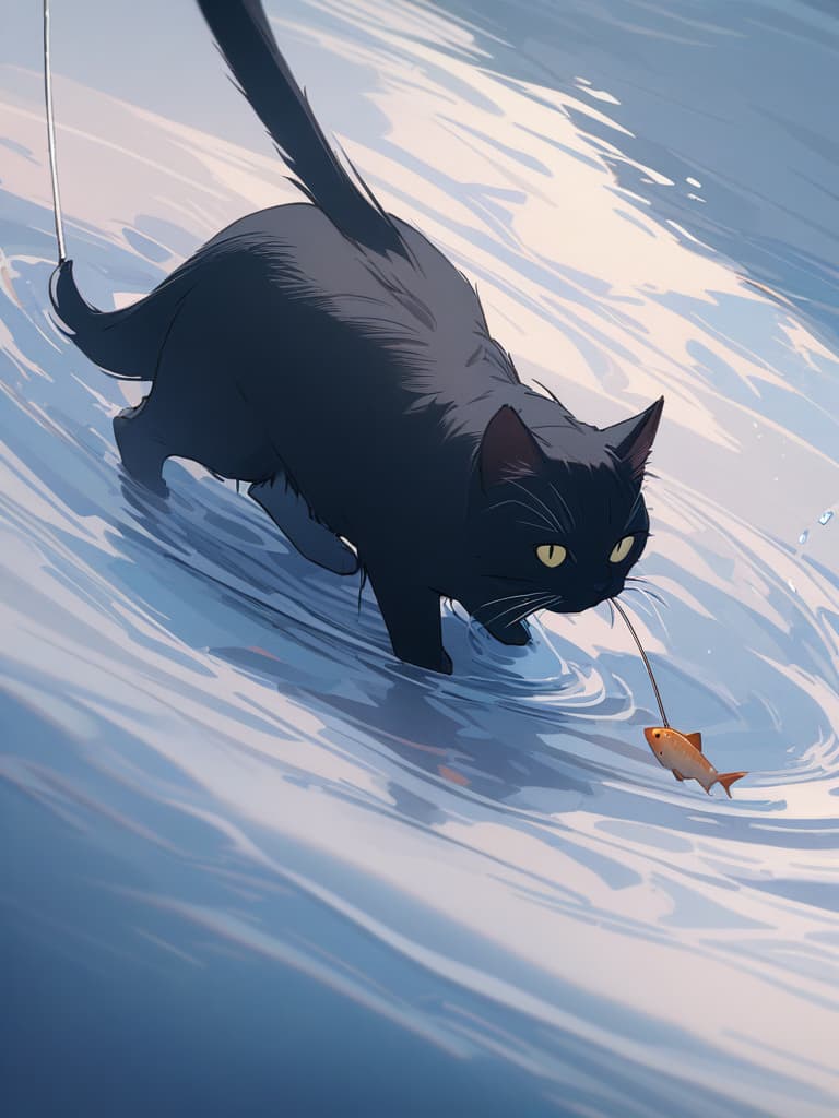  (small fish fishing:1.7、black cat that catches small fish、black cat fishing with a tail)、((icon、logotype design:1.4、symbol design))、black cat & small fish、(((on the frozen lake)))、best quality:1.4、masterpiece:1.4、ultra detailed texture、RAW photorealistic、absurd resolution、8K illustration、no background、💩、💩、💩、💩、💩、, masterpiece, best quality,8k,ultra detailed,high resolution,an extremely delicate and beautiful,hyper detail